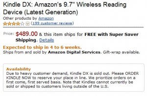 Kindle DX Sold Out Kindle DX Sold Out